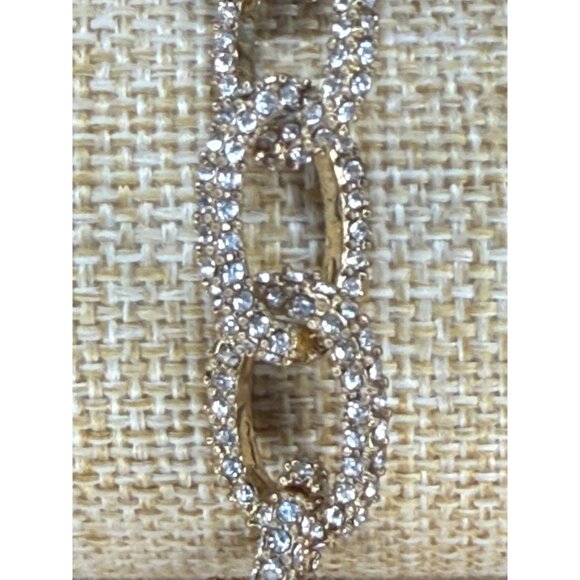 J.Crew Gold-Tone Crystal Link Bracelet 7" Elegant Statement Jewelry - Picture 9 of 10